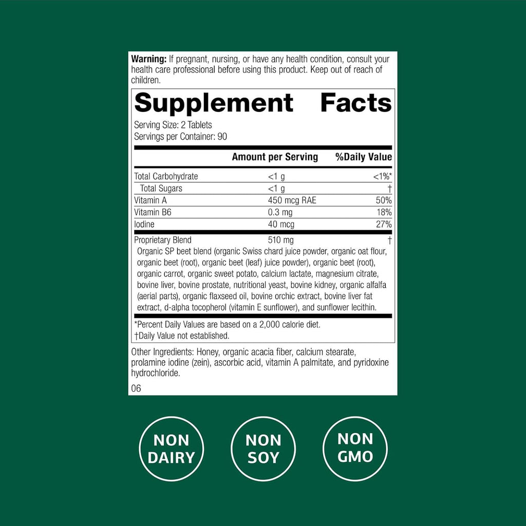 Standard Process Inc. A-F Betafood - Gluten-Free Liver Support, Cholesterol Metabolism, and Gallbladder Support Supplement with Vitamin A, Iodine, Vitamin B6-180 Tablets
