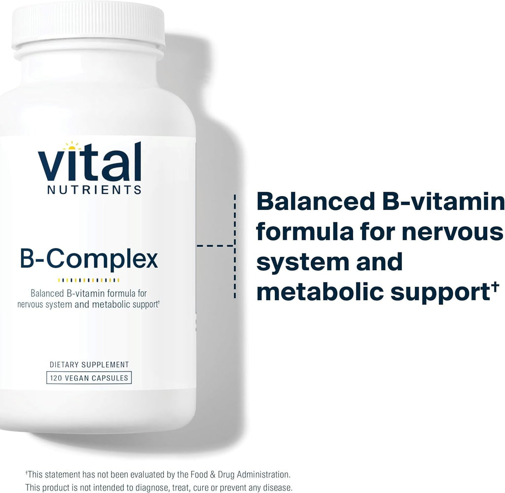 Vital Nutrients Vitamin B-Complex | Vegan High-Potency Methylated B Complex Vitamins | B Vitamins Support Energy Production, Metabolism, and Heart Health* | Gluten, Dairy, Soy Free | 120 Capsules