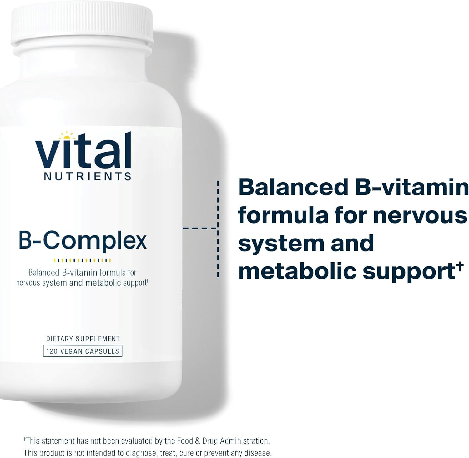 Vital Nutrients Vitamin B-Complex | Vegan High-Potency Methylated B Complex Vitamins | B Vitamins Support Energy Production, Metabolism, and Heart Health* | Gluten, Dairy, Soy Free | 120 Capsules