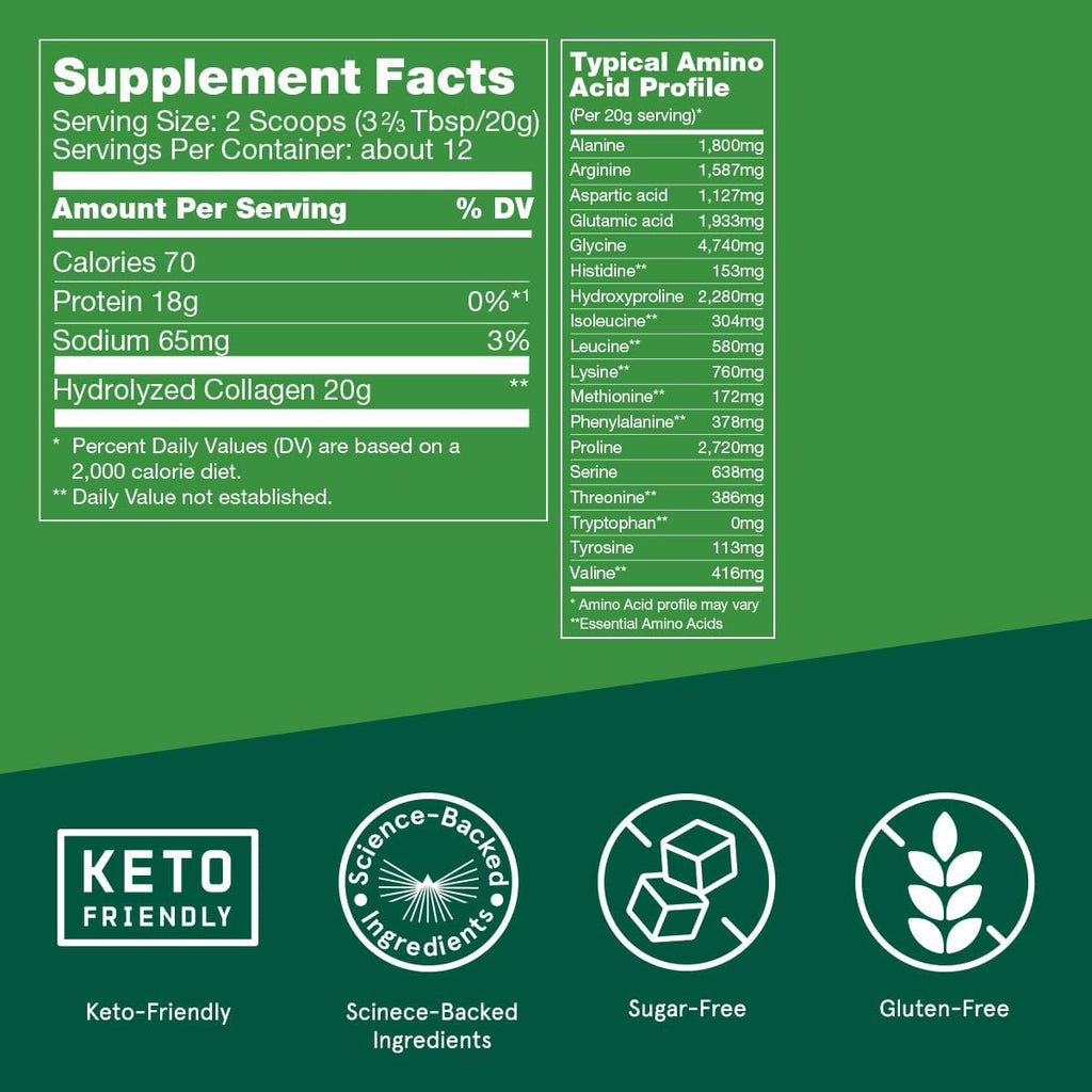 Bulletproof Collagen 18g Protein Powder, 8.5 oz, Unflavored