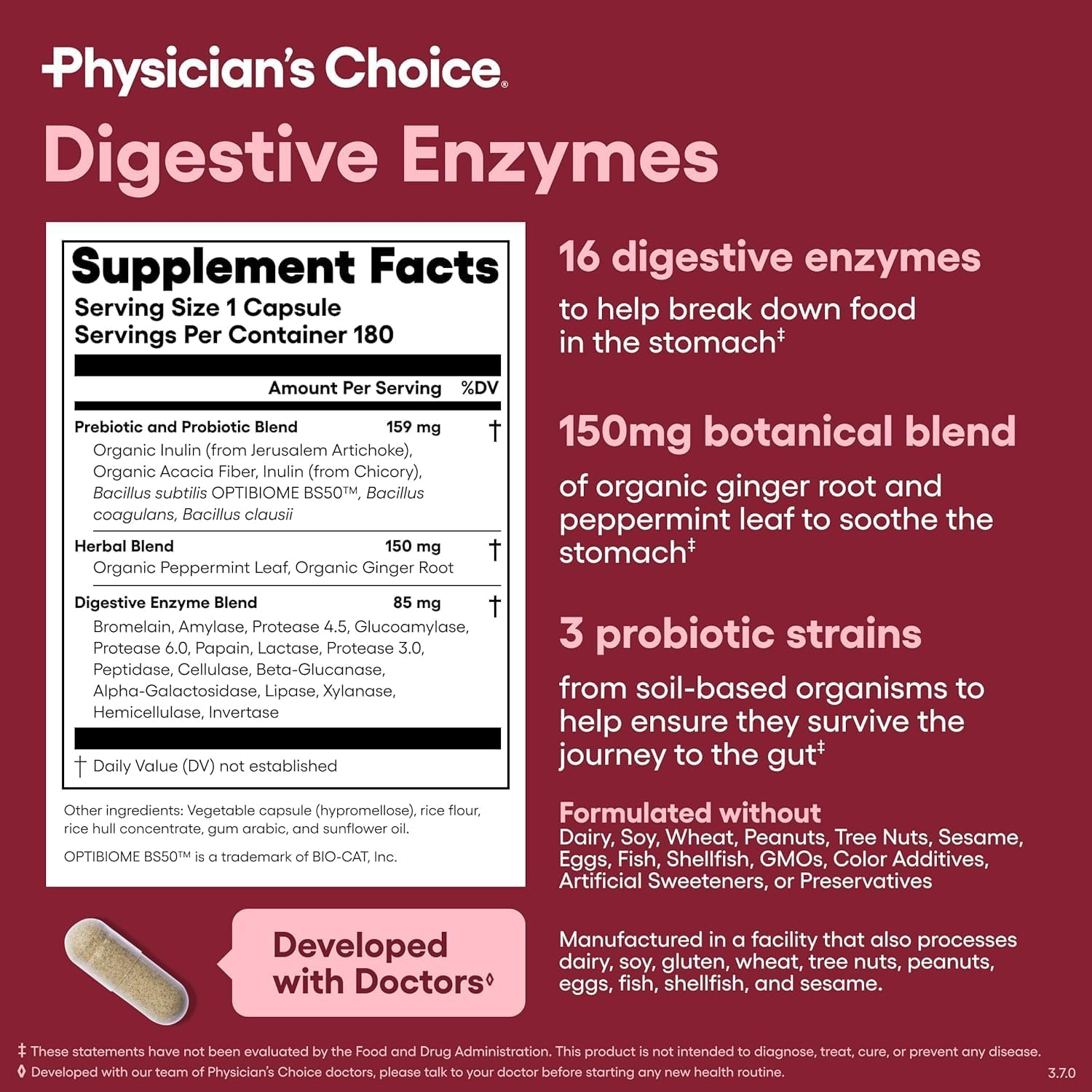 Physician's CHOICE Advanced Gut Health Bundle: 60 Billion Probiotics 60ct + Digestive Enzymes 180ct for Digestive, Gut, and Immune Health Supports Occasional Constipation, Diarrhea, Gas, and Bloating