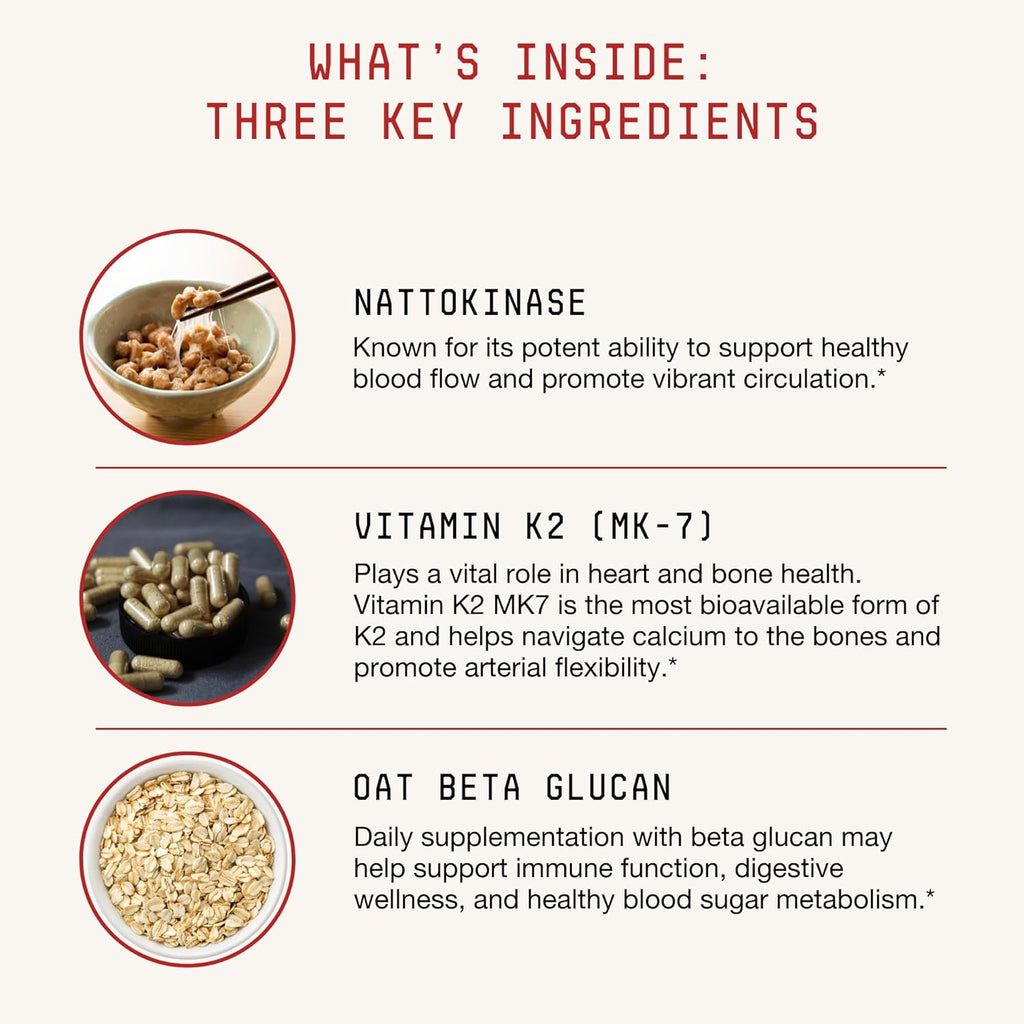 Toku Flow, Functional Daily Powder with 10,800 FU Soy-Free Nattokinase, Vitamin K2 MK7 & Oat Beta Glucan, Plant-Based Formula, Chocolate Flavor, 30 Packets