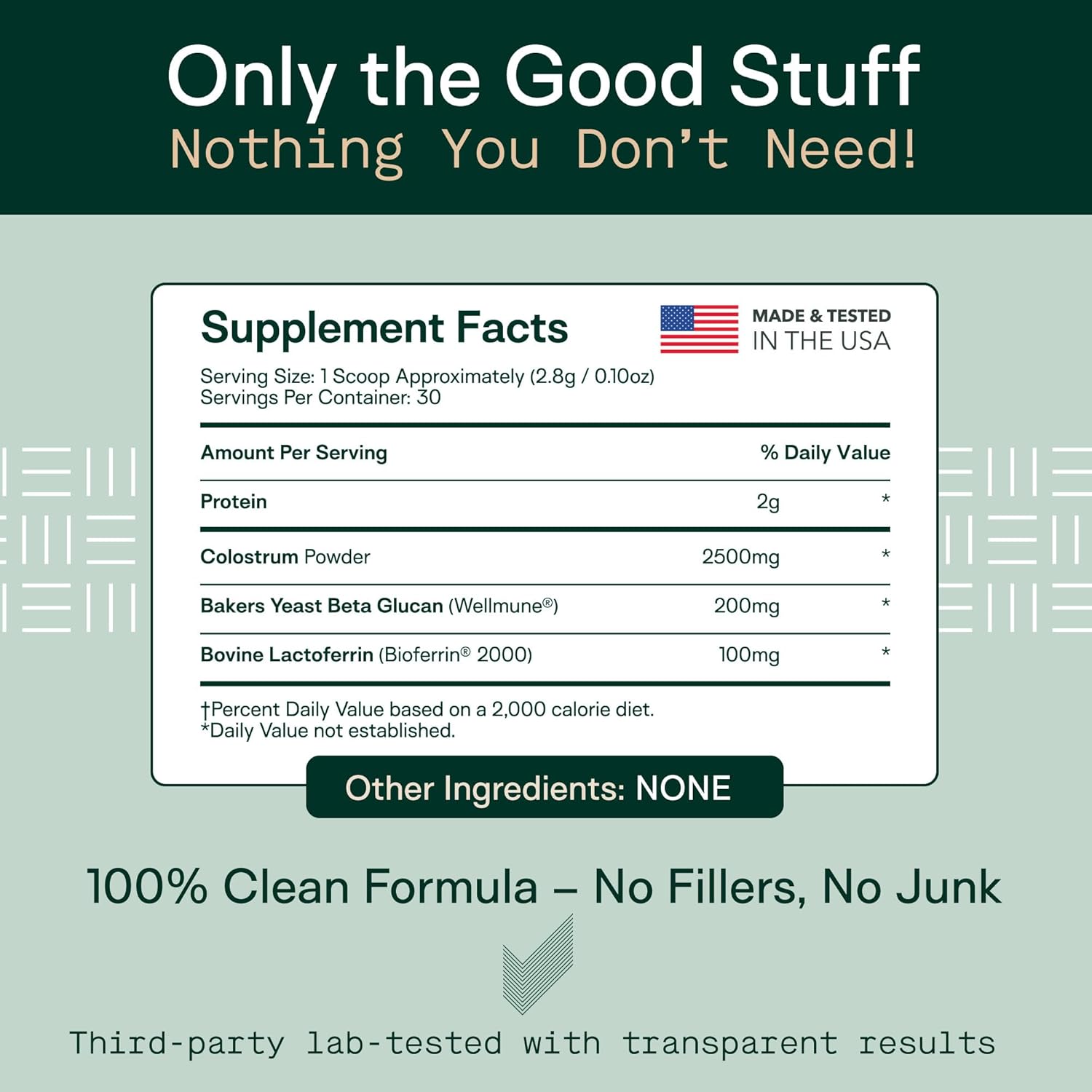 Adapt Naturals Colostrum Supplement with Lactoferrin & Beta-Glucan, Bio-Avail Grass Fed Bovine Colostrum Powder for Gut Health, Immune Support & Vitality | Non-GMO, 2500mg, Unflavored - 30 Days Supply