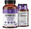 Saffron Supplement 88.5 mg with Ashwagandha & Magnesium Glycinate, Mood, Eye Health & Relaxation, 60 Clean Capsules, Saffron Stigma Extract, Made in USA