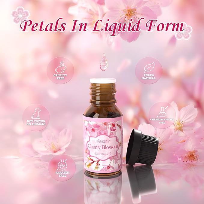 SALUBRITO Floral Fragrance Oils Set, Essential Oils for Diffuser & Candle Making Scents, 6x10ml Aromatherapy Oils Gift Set - Jasmine, Lavender, Rose, Gardenia, Cherry Blossom, Honeysuckle Oil