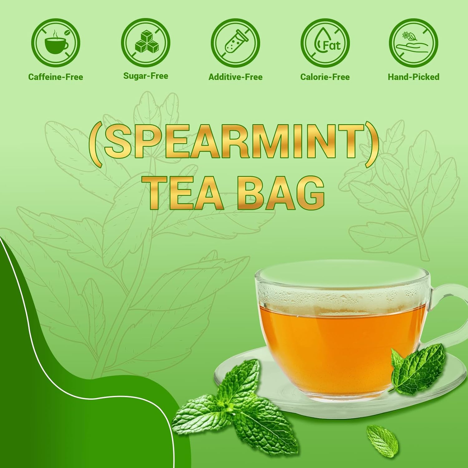 Spearmint Leaf Herbal Tea - Caffeine Free, 40 Tea Bags