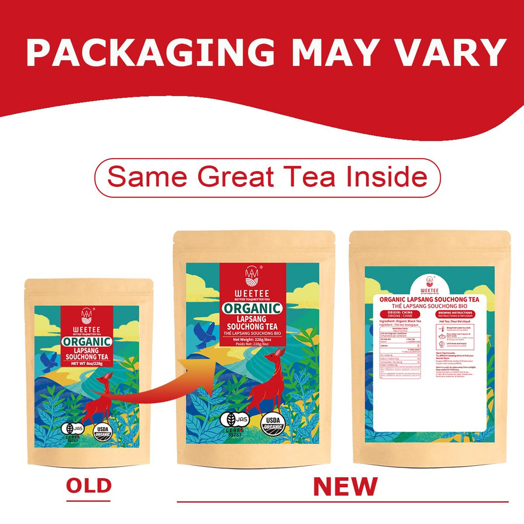 WT WEETEE Organic Lapsang Souchong Tea Loose Leaf, Organic Smoky Black Tea 8 Ounces, Natural Caffeine & Antioxidant, Traditional Chinese Tea