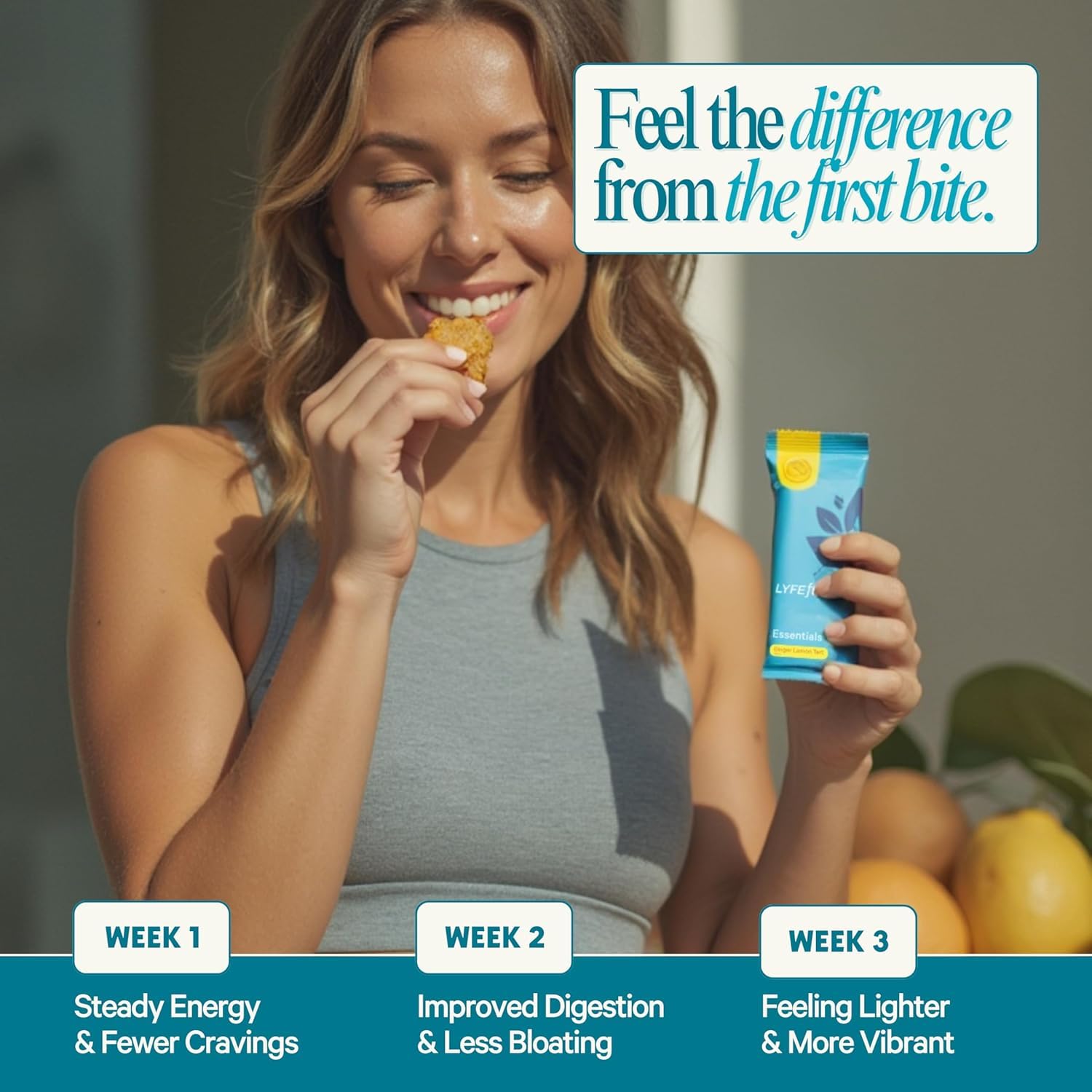 Essential Nutrition Bars by LyfeFuel | Vegan Protein Bar & Low Carb Meal Replacement for Intermittent Fasting and Hunger Control | 12g Plant-Based Protein, High Fiber, MCT Oil and 21 Organic Vitamins | No Sugar Alcohols (Lemon Ginger Tart) - 3 Pack