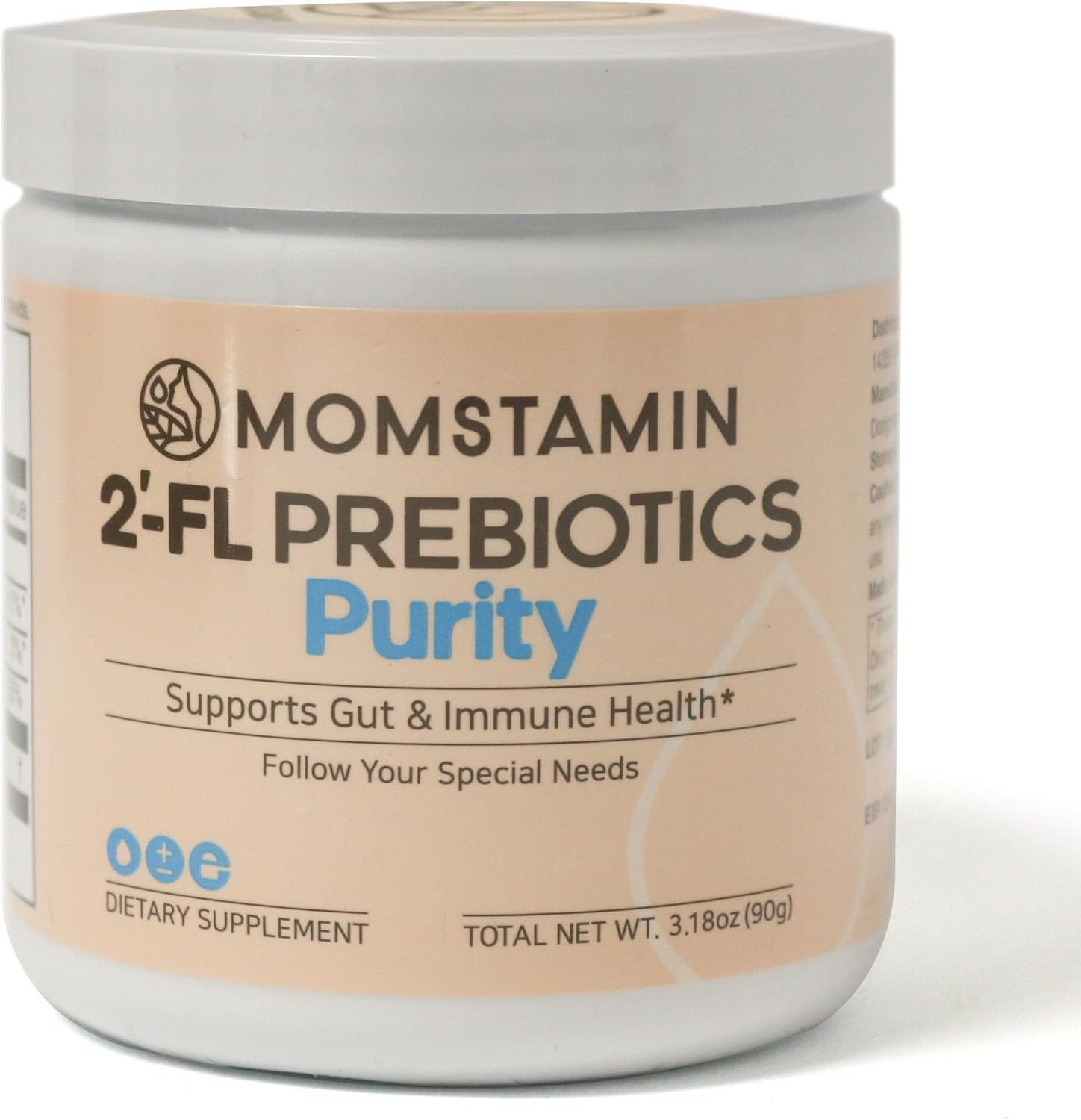 MOMSTAMIN Purity HMO Human Milk Oligosaccharide (HMO 2'-FL) Prebiotic Powder Feed Probiotics for Immune Support, Healthy Gut, Digestive Health, GRAS Approved (90 Servings, 3 Months)