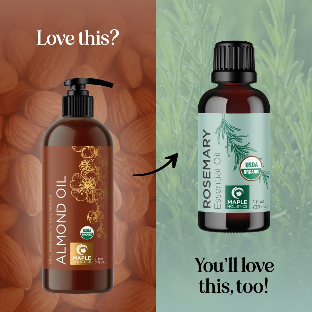 USDA Organic Sweet Almond Oil - Pure Cold Pressed Organic Almond Oil for Skin Hair and Nails - Moisturizing Organic Body Oil for Women and Men plus Carrier Oil for Essential Oils Mixing 16oz