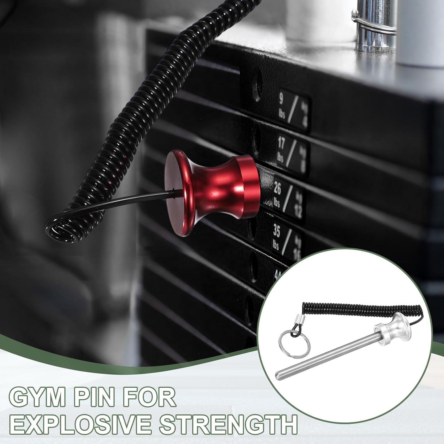 Weight Stack Pin, Weight Gym Pin Strength Training Equipment Replacement with Pull Rope for Home Gym Club