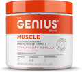 The Genius Brand Genius Muscle - Muscle Health Supplement for Growth, Endurance & Recovery - Non-Hormonal Formula - 6 Organic Mushrooms - Naturally-Sweetened - 30 Servings - Strawberry Vanilla