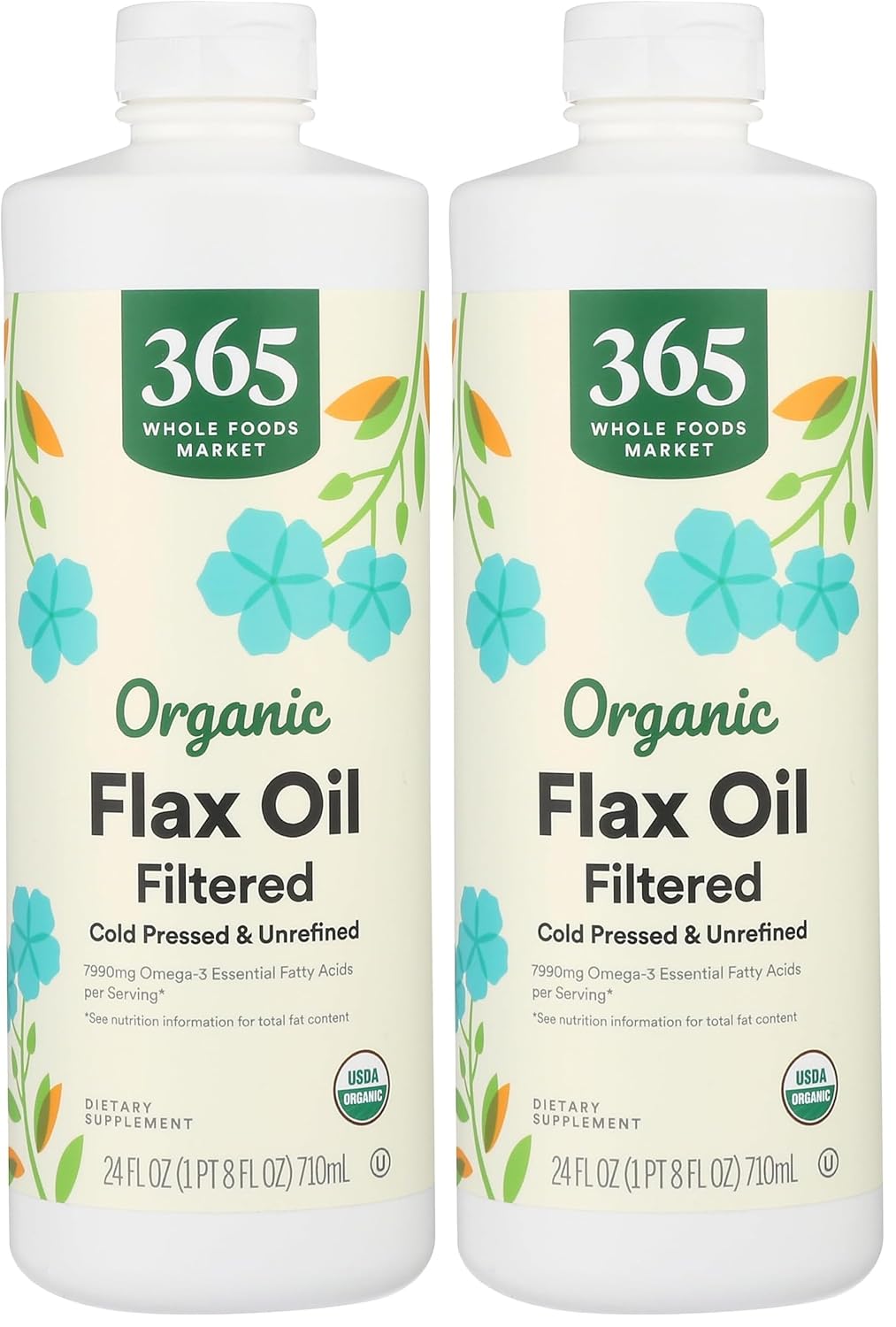 365 by Whole Foods Market, Flax Oil Filtered Organic, 24 Fl Oz (Pack of 2)