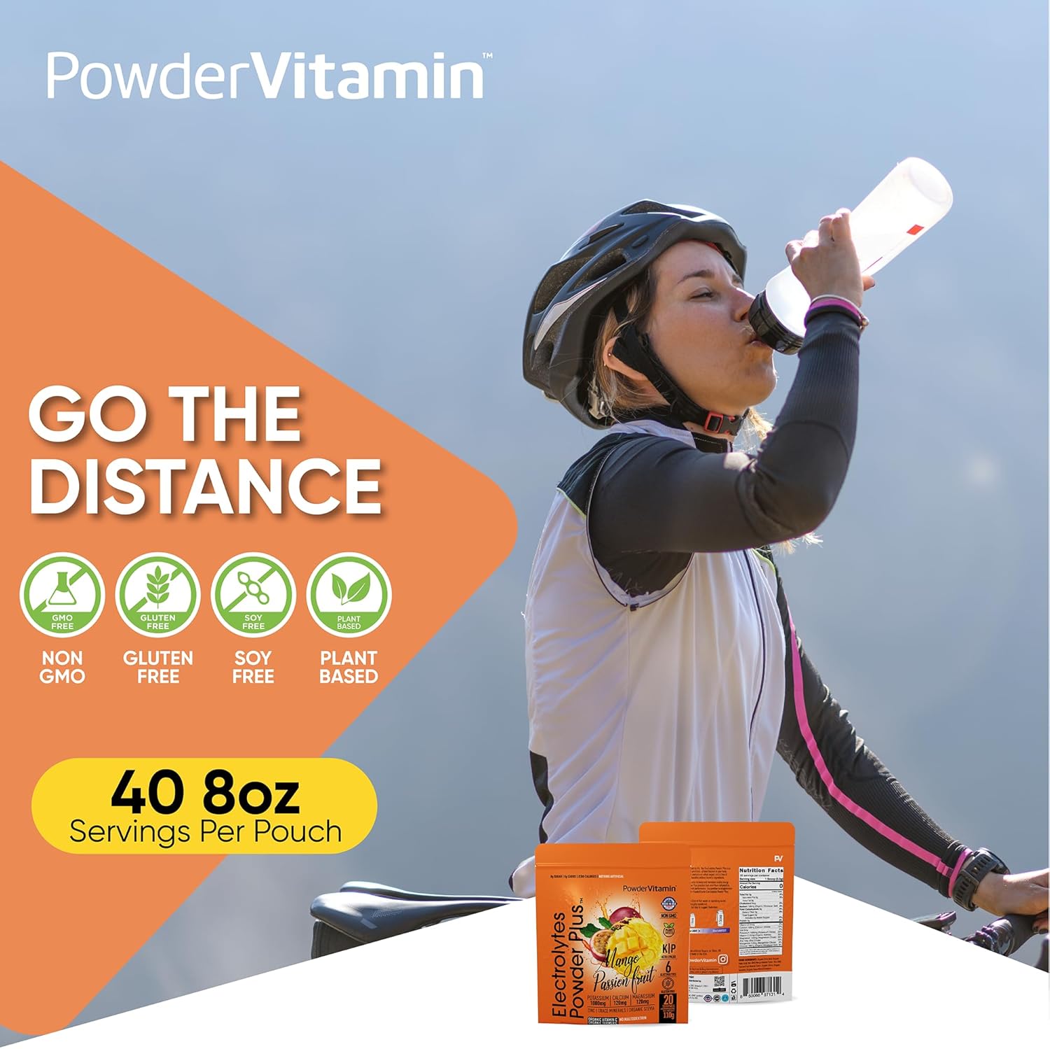 PowderVitamin Electrolytes Powder Plus (20 Servings) Mango Passionfruit Electrolyte Powder Zero Calorie Keto,0 Sugar,No Maltodextrin,1000mg Potassium,120mg Calcium,120mg Magnesium, Pink Himalayan Salt