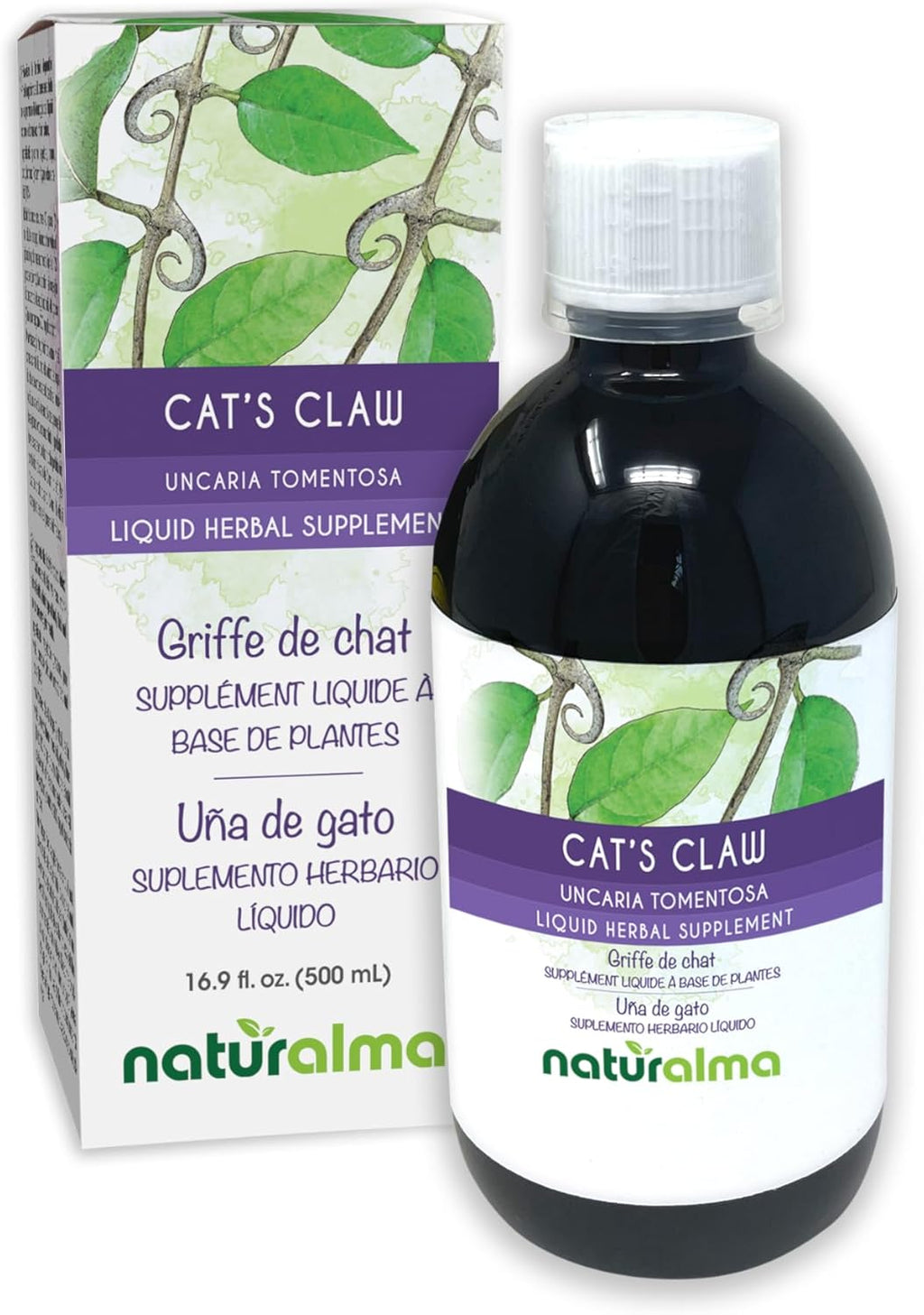 Naturalma Cat's Claw (Uncaria tomentosa) bark Alcohol-Free Tincture - 16.9 fl oz Liquid Extract in Drops - Herbal Supplement - Vegan