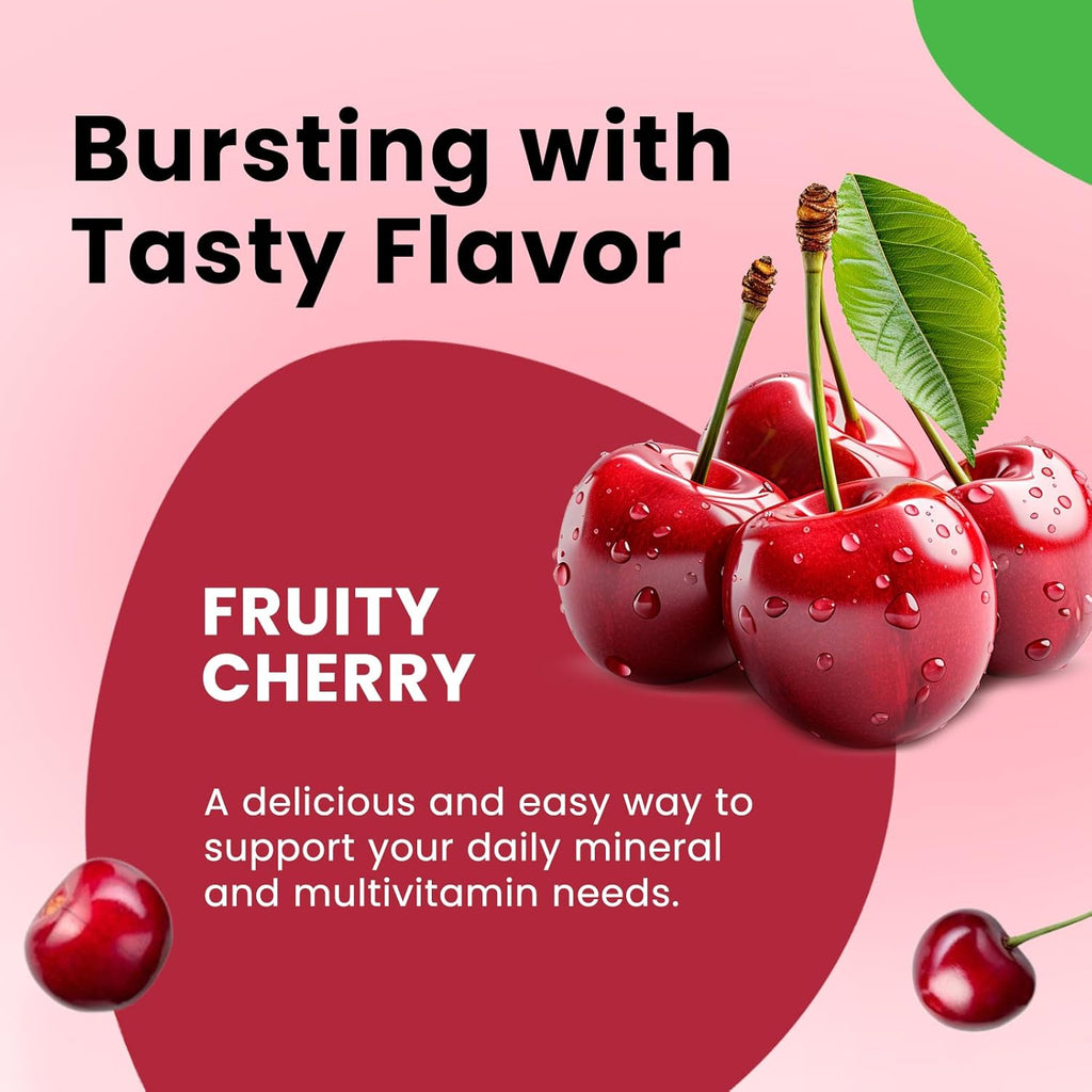 Iron Gummies with Multivitamin, Iron Supplement for Women & Men, Kids Multivitamin with Iron, Zinc, Vitamin B Complex & C, B12, Folate - Blood Builder, Energy Support, Cherry Flavor, Vegan 120 Gummies