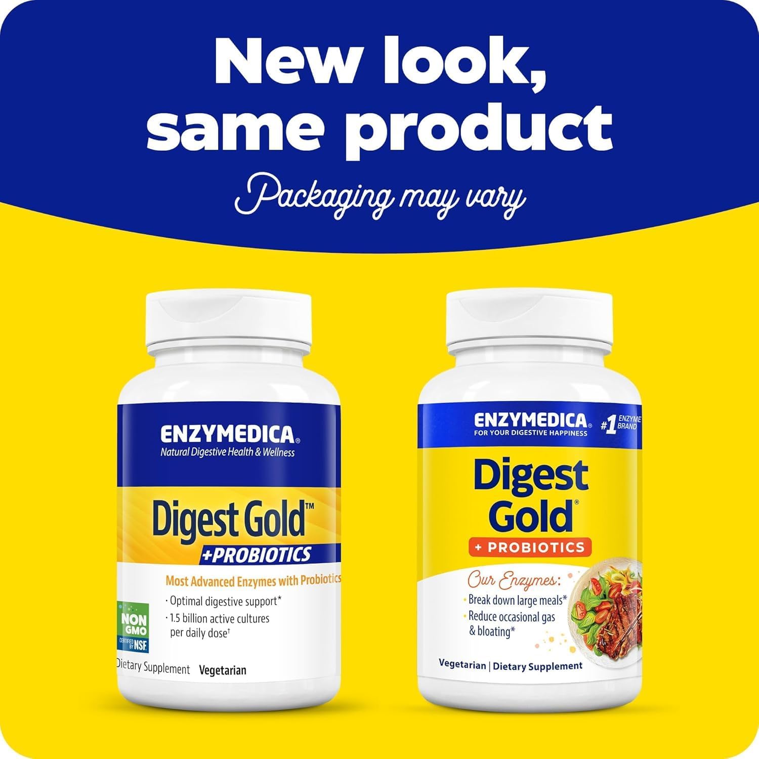 Enzymedica Digest Gold + Probiotics, 2-in-1 Formula for Gut Health, Digestive Enzymes & Active Probiotic Cultures, 180 Count