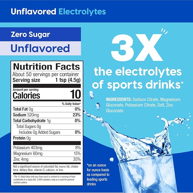 Hydrant - Bulk Hydration Powder, Unflavored, 50 Servings Fast Acting Electrolyte Rehydration Powder - Zero Sugar Flavorless Drink Mix for Daily Use, Travel & Workouts