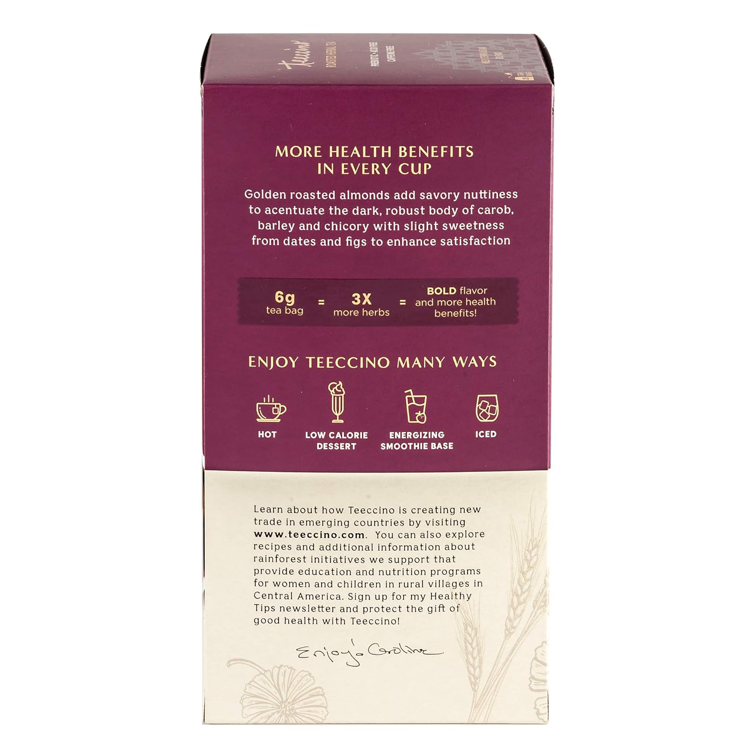 Teeccino Irish Cream Herbal Tea, Rich & Roasted Herbal Tea That’s Caffeine Free & Prebiotic for Natural Energy, 25 Tea Bags