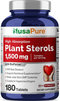 NusaPure Plant Sterols 1500 mg - 180 Tablets (Non-GMO, Vegan) Beta Sitosterol, Bioperine