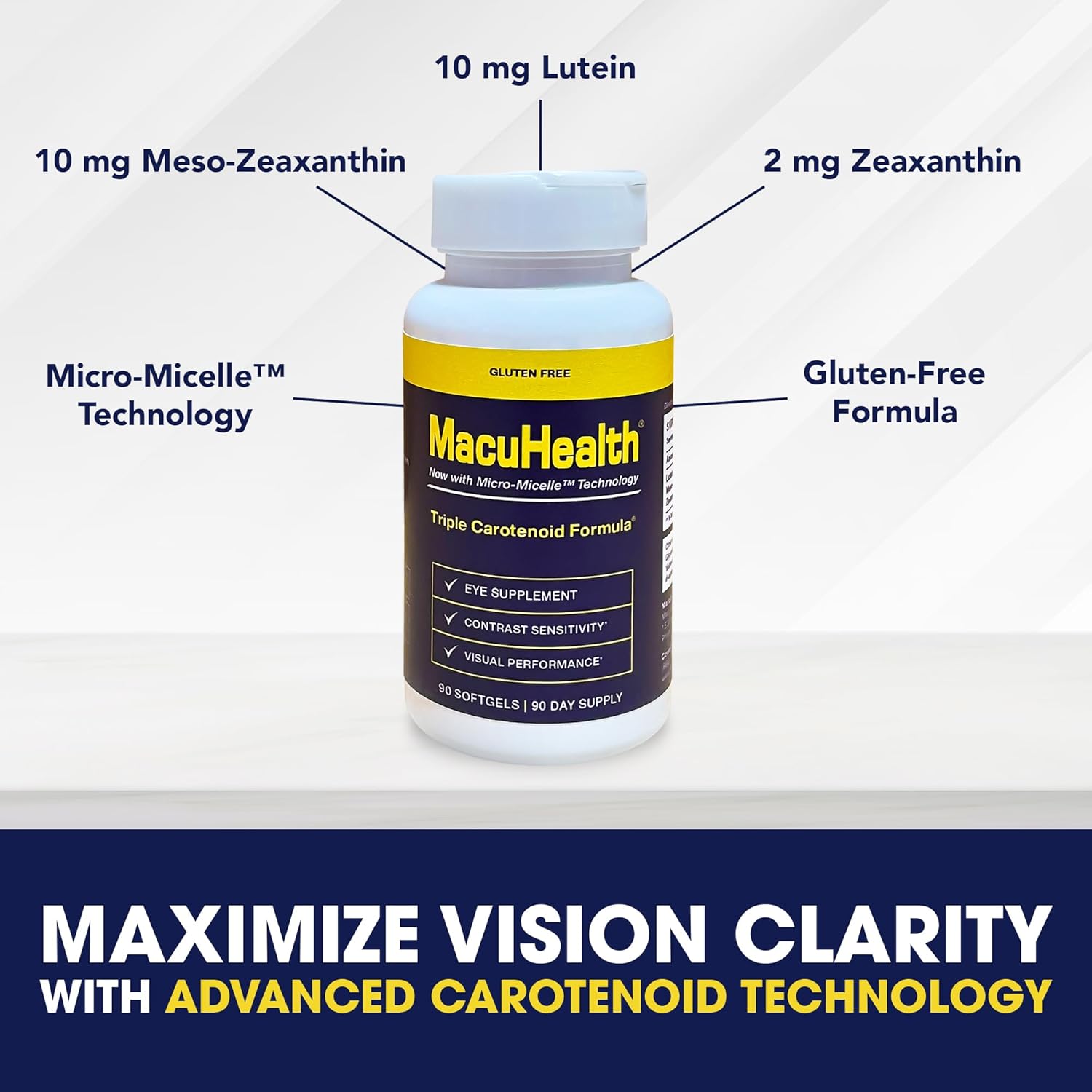 Macuhealth Triple Carotenoid Formula - Eye Vitamins for Adults - 90 Softgels, 3 Month Supply