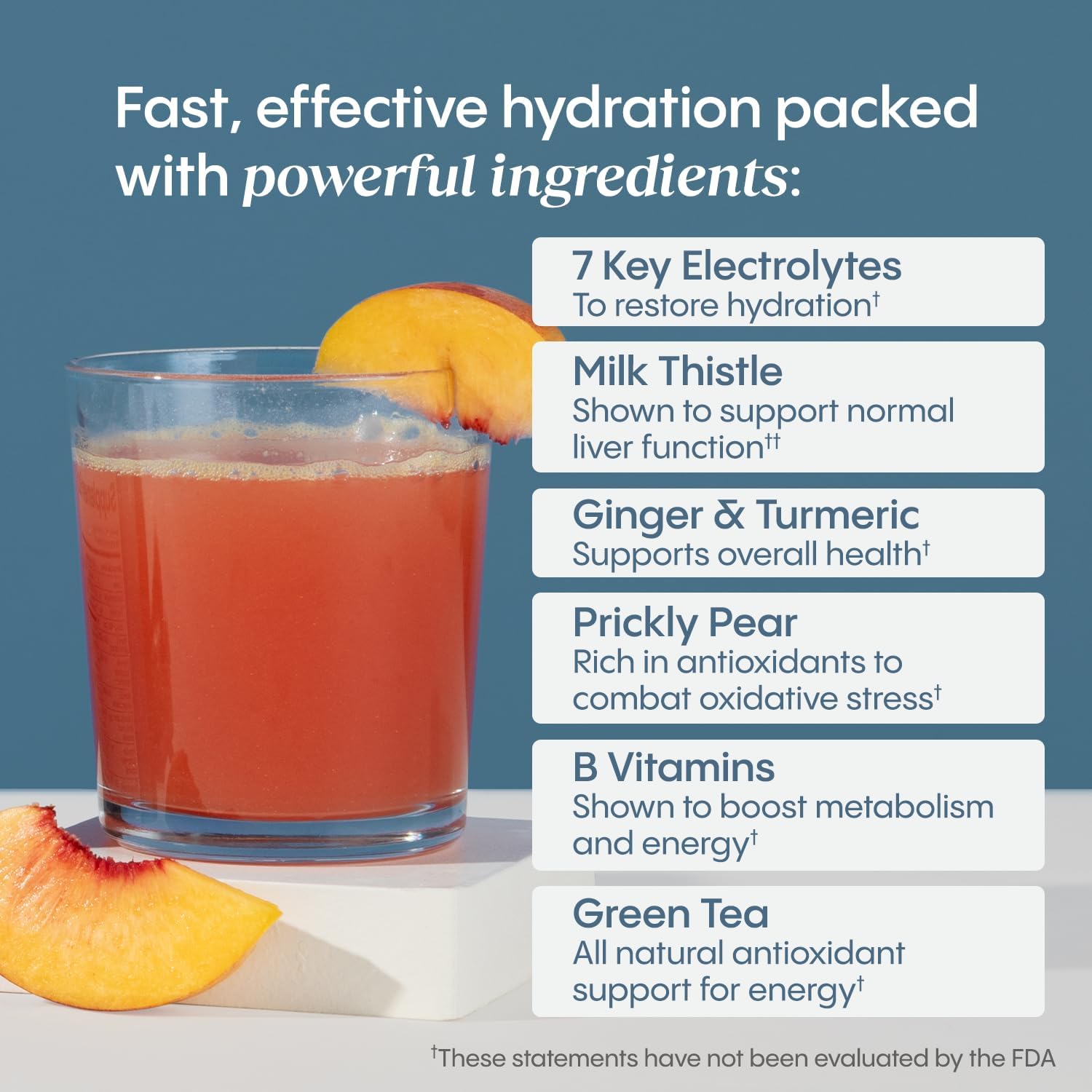 Hydralyte Liver Support + Electrolyte Mix with Milk Thistle, Turmeric, Ginger, Prickly Pear, Green Tea Extract Formulated for Rapid Rehydration (Peach Passion Ginger, 20 Packets)