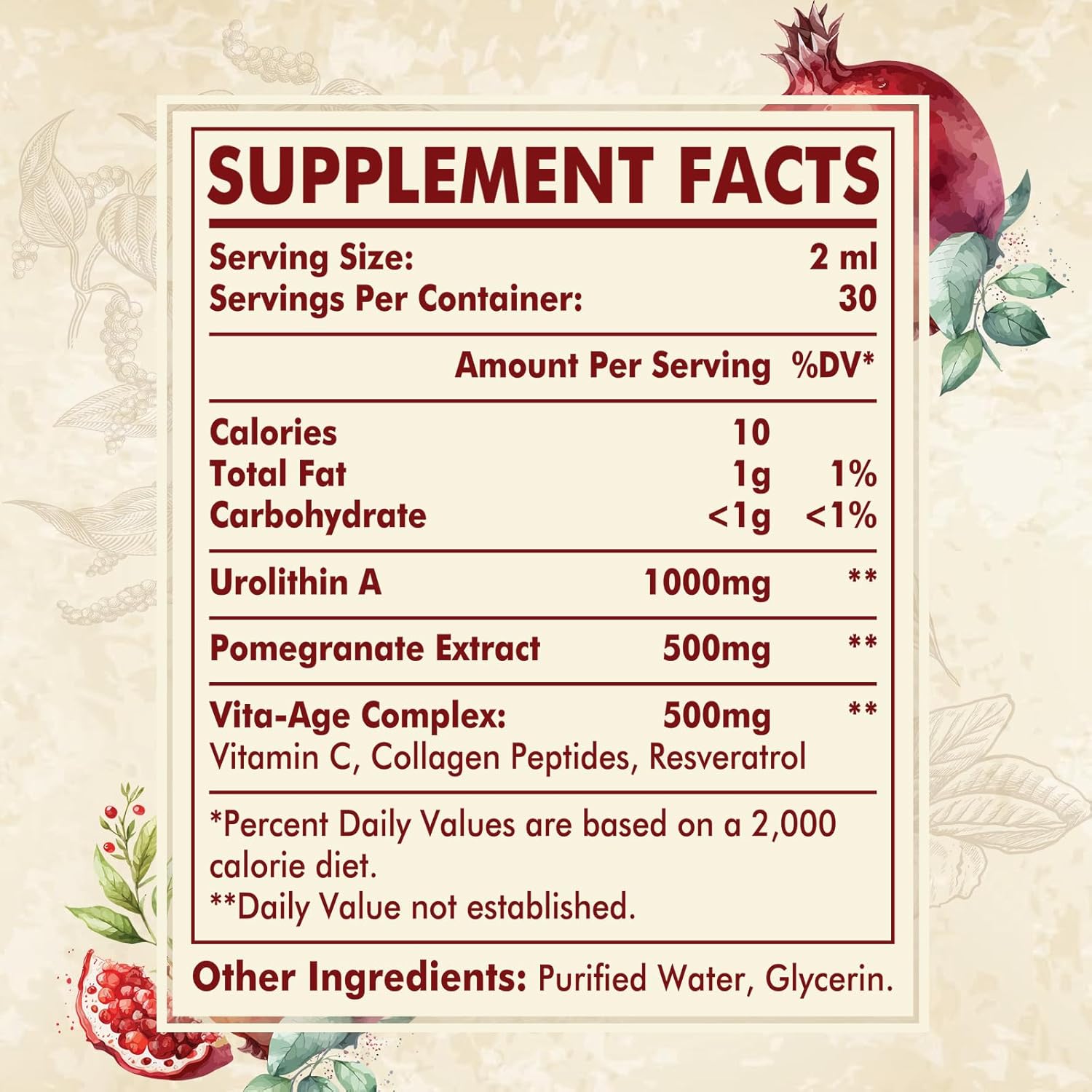 Urolithin A 2000mg Liquid Drops - 60ml (2 Fl Oz)