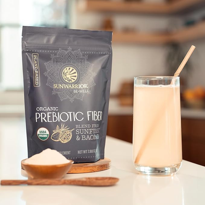 Fiber Supplement Prebiotic Organic | Vegan Fiber Supplement Plant-Powered Gut Health Booster with Pure Ingredients for Digestive Harmony | Vegan & Non-GMO | 8oz Pouch (30 SRV) Be Well by Sunwarrior