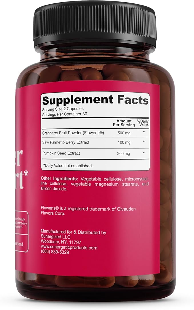 Premium Bladder Support Supplement – Bladder Control Supplement for Occasional Urinary Urgency, Frequency & Leakage – With Clinically Studied Cranberry, Pumpkin & Saw Palmetto - 60 Capsules
