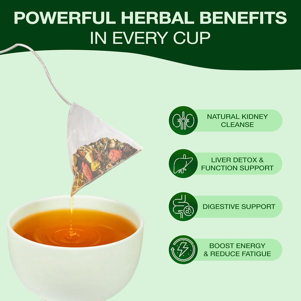 Organic Dandelion Wolfberry Tea - Kidney and Liver Detox Tea - Organic Liver Kidney Cleanse & Detox with Dandelion, Goji Berry, Milk thistle, Turmeric, Hibiscus and extra Herbal Ingredients