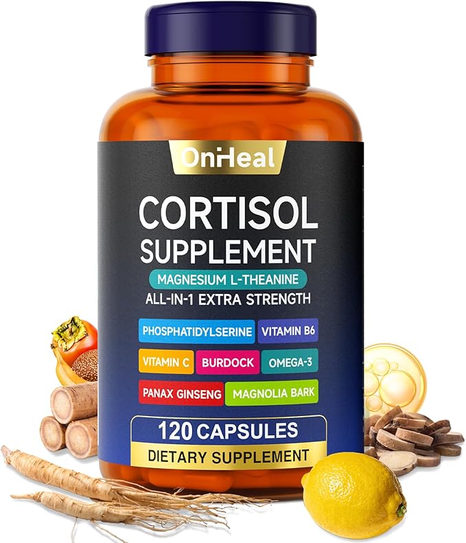 Cortisol Reducer, Cortisol Supplements for Women/Men, Natural Manager Supplement, Daily Relaxation Support for Stressful Days & Post-Workout Recovery, Stress Relief, Mood, Calm & Restful Sleep