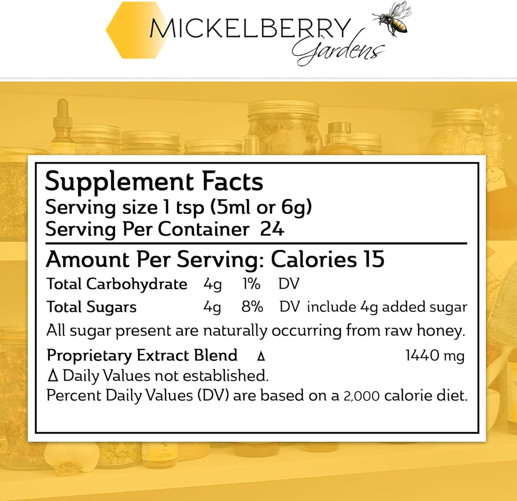 Mickelberry Gardens Relaxation Honey Tonic – Natural Tension Relief & Sleep Support with Chamomile, Lavender & Organic Herbs – 4 Oz