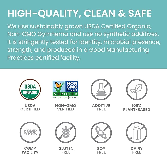 Himalaya Extra Strength Organic Gymnema Sylvestre, 30 Day Supply - Herbal Metabolism Support - USDA Organic, Additive Free, Non-GMO, Vegan, Gluten Free, 1,085 mg, 60 Caplets