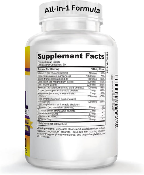 2-Month Multimineral Supplement (Iron Free) Natural Multiminerals | High-Potency Multi Mineral Supplements (15-in-1) Blended Minerals Formula | Mineral Complex | 60-Day Bulk Supply | 120 Tablets