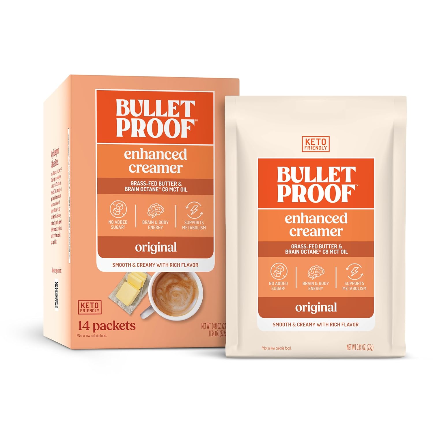 Bulletproof InstaMix Original Unflavored Keto Coffee Creamer Packets, Pack of 14, Powdered Grass-Fed Butter and Brain Octane C8 MCT Oil, Supports Brain Function