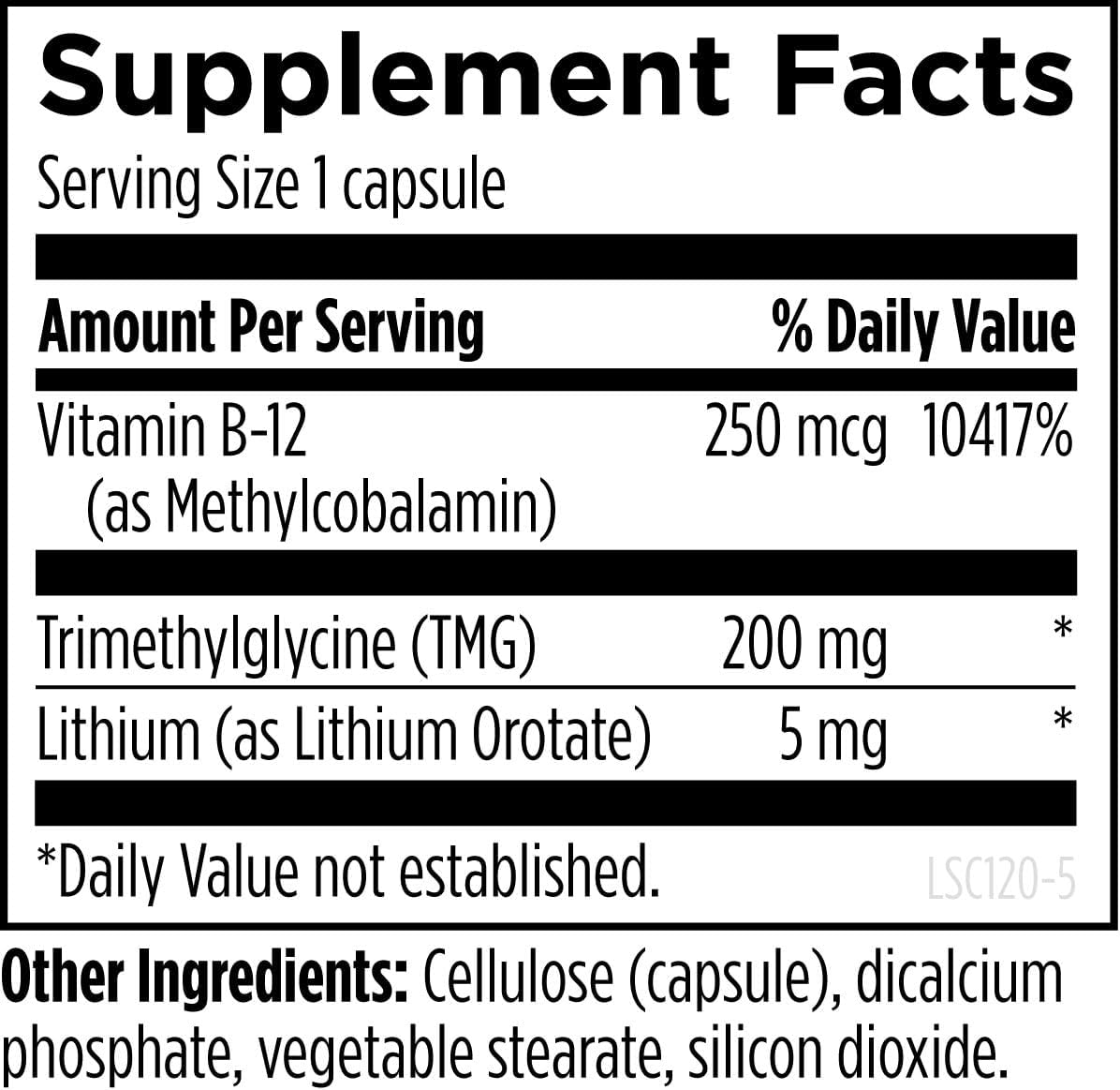 Designs for Health Lithium Synergy - 5mg Lithium Orotate with TMG + B12 Methylcobalamin - Bioavailable Mood + Methylation Support Supplement, Non-GMO + Vegetarian (120 Capsules)