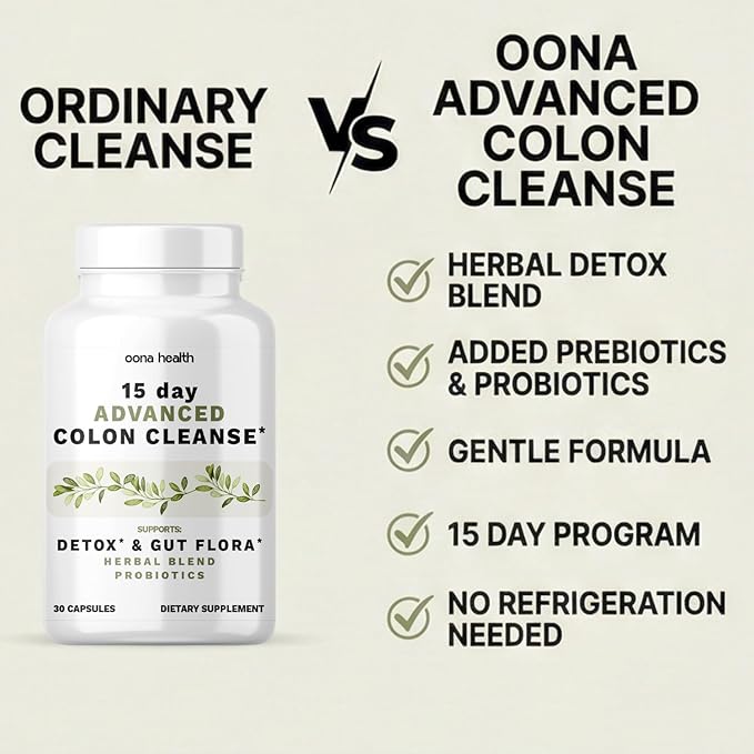 15 Day Advanced Colon Cleanse, Probiotics & Natural Herbs, Supports Detox & Gut Flora for Women & Men, with Cascara Sagrada, Psyllium Husk & Senna Leaf, 30 Capsules 1-2 Daily | 15 Day Cleanse