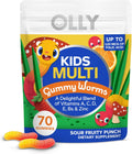 OLLY Kids Multivitamin Gummy Worms, Overall Health and Immune Support, Vitamins and Minerals A, C, D, E, Bs and Zinc, Chewable Supplement, Sour Fruit Punch, 45 Day Supply - 70 Count