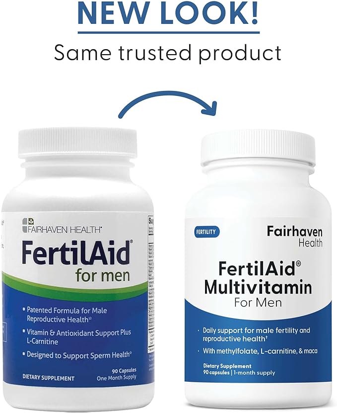 Fairhaven Health 3 Month Supply FertilAid for Men Prenatal Male Fertility Supplement | Count and Motility Support Pre Conception for Him | Fertility Support Includes, Zinc, and Folate | 90 Capsules