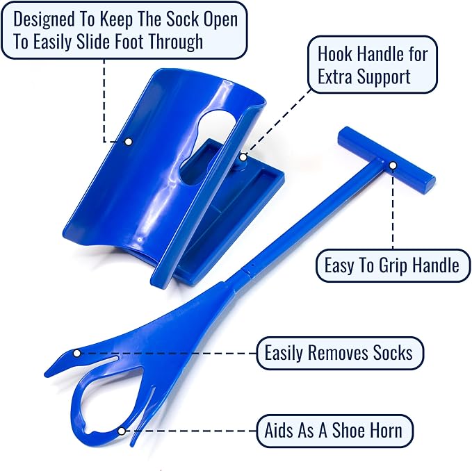 DMI Sock Aid & Shoe Horn, Mobility Aid for Seniors and Those with Limited Movement, FSA & HSA Eligible, 3 Easy Steps, Easy Storage