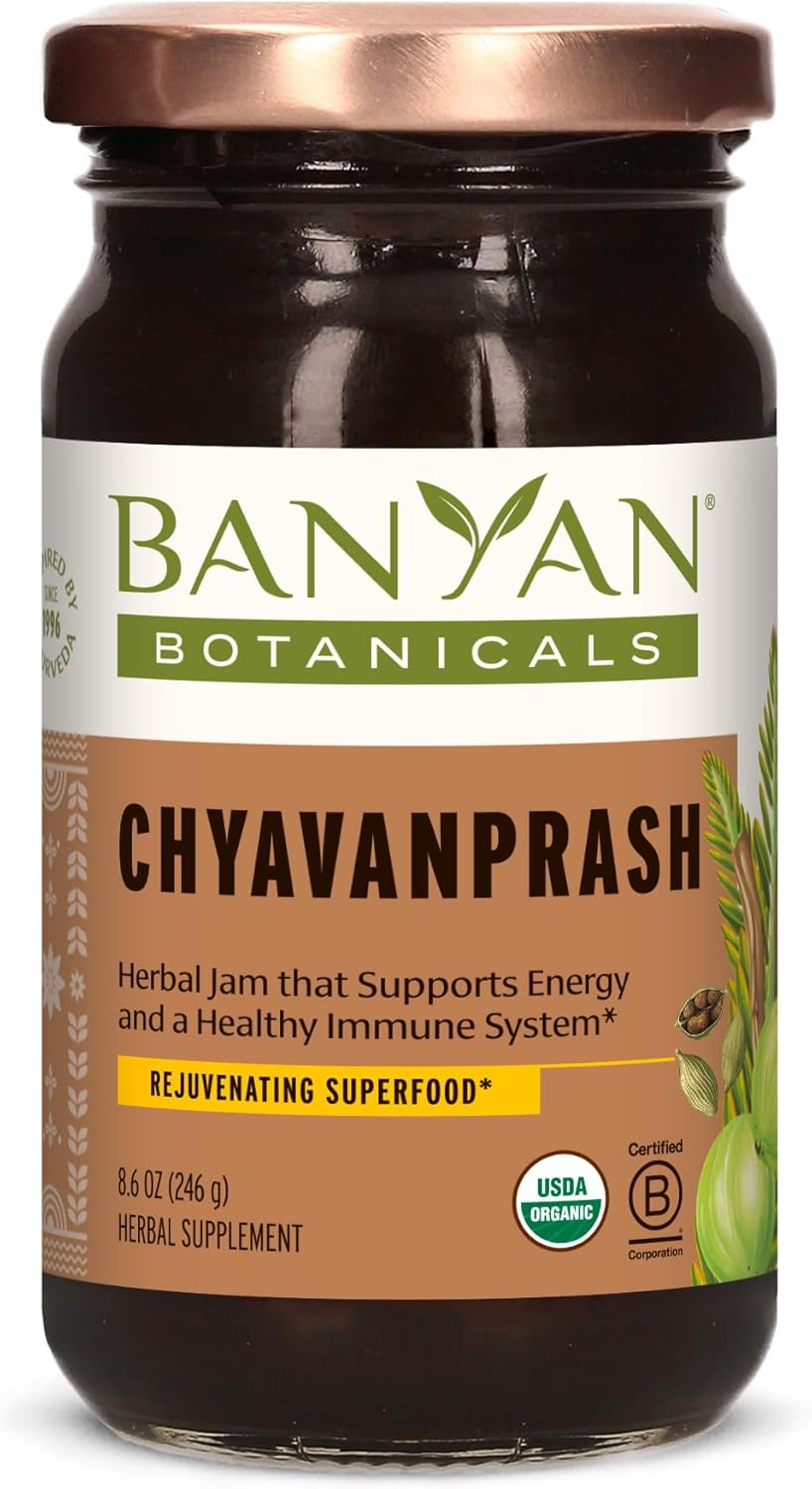 Banyan Botanicals Chyavanprash – Organic Ayurvedic Herbal Jam with Raw Honey, Amla & Ashwagandha – Vitalizing Superfood Immune Support Supplement* – 9.4 oz – Non GMO Sustainably Sourced Gluten Free