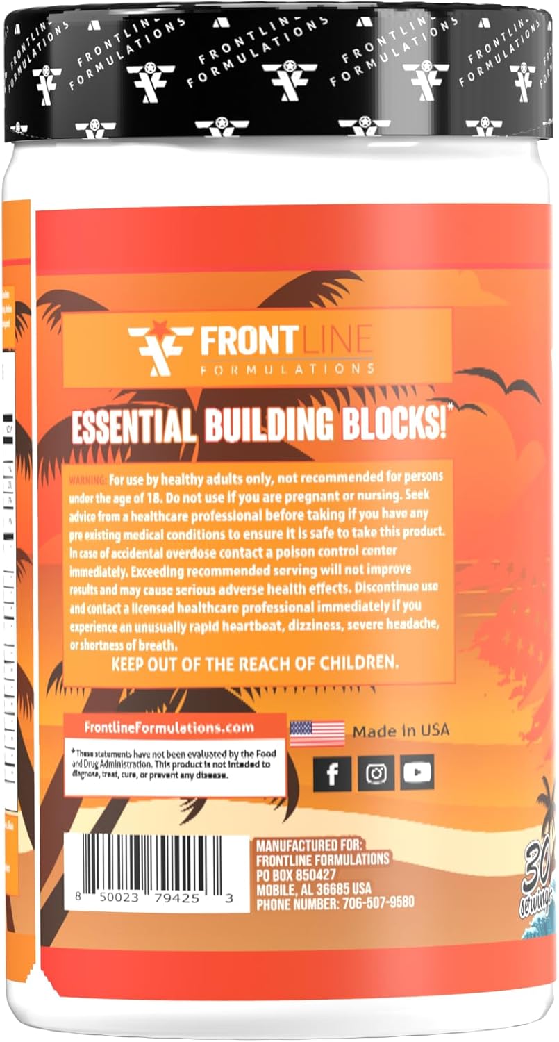 Amino Flood from Frontline Formulations - BCAA + EAA Recovery & Hydration Formula – Muscle Support, Electrolytes & Endurance – Amino Acid Supplement for Intra & Post Workout Florida Sunshine