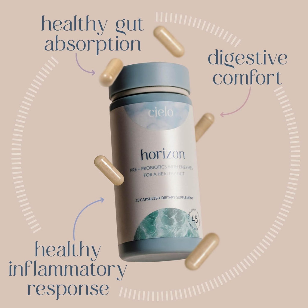 Cielo Daily Horizon Prebiotics - Probiotics for Men and Women - Daily Probiotics 20 Billion CFU for Adults Gut Health - Contains Digestive Enzymes Blend for Digestion of Nutrients (45 Day Supply)