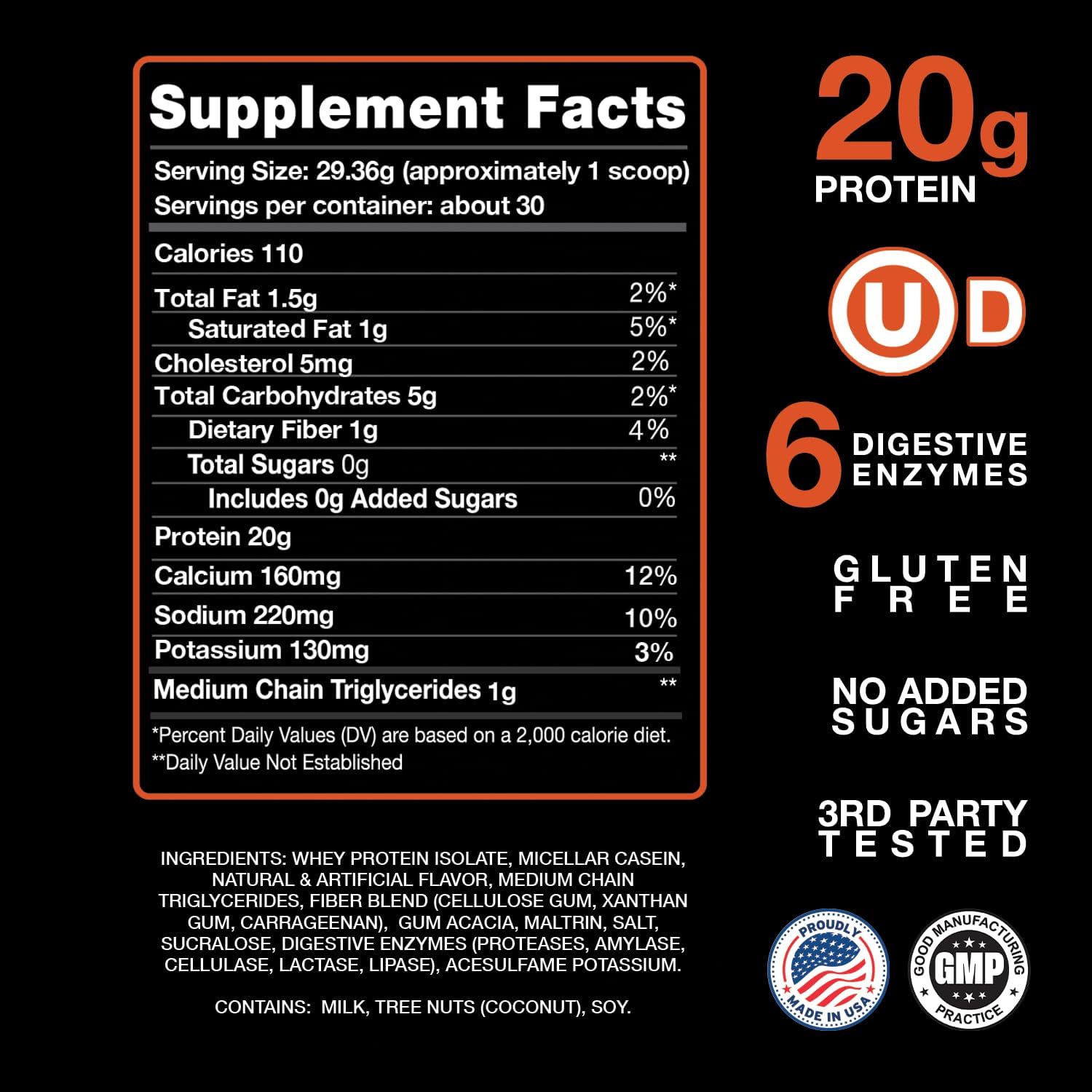 Devotion Nutrition Protein Powder Blend | Gluten Free, Keto Friendly, No Added Sugars | 1g MCT | 20g Whey & Micellar Protein | 2lb Tub (Salted Caramel Cone)