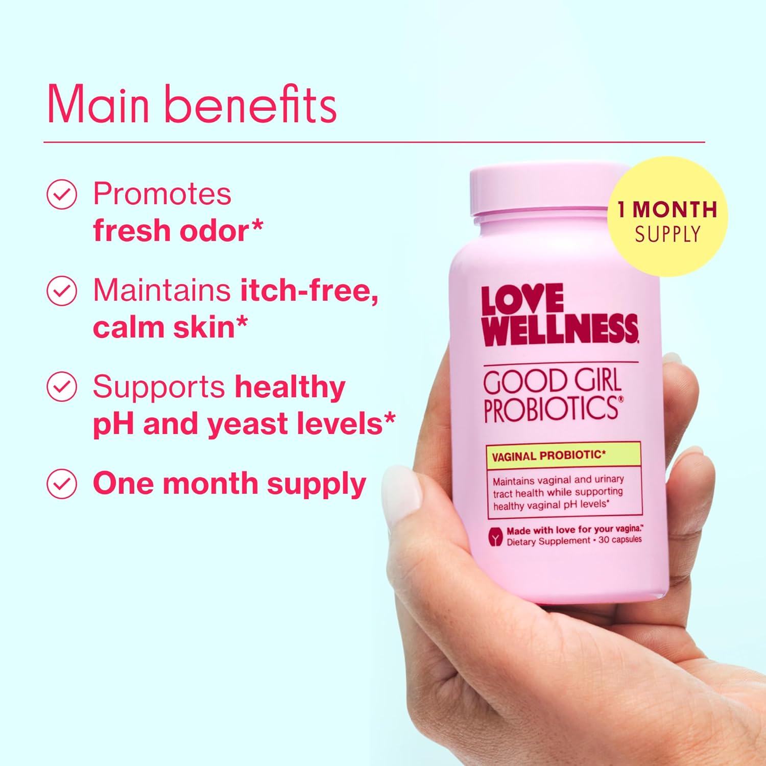 Love Wellness Good Girl Probiotics and Healthy V Vitamin | Womens Wellness Duo | Womens Probiotics Supplements for pH Balance and Vaginal Health