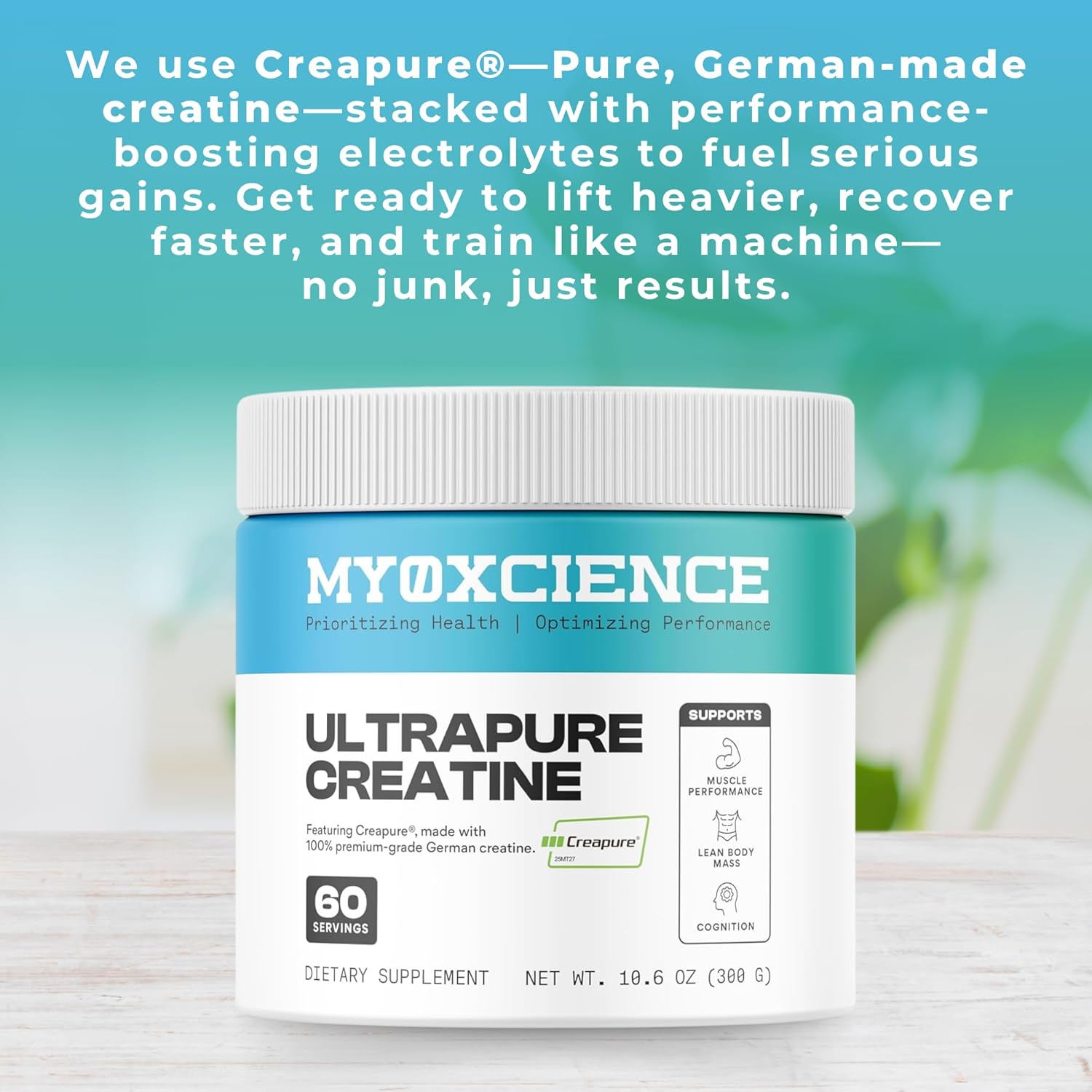 MYOXCIENCE UltraPure Creatine | Featuring Creapure | Supports Muscle Performance, Cognition and Lean Body Mass | 60 Servings