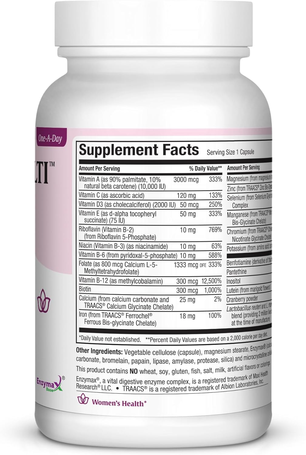 Womens Multivitamin – Essential Multivitamin for Women Supplement with Vitamins A B C D E Calcium Zinc Biotin & More – Daily Multi Vitamins and Multiminerals for Gut Support - Kosher (60 Capsules)