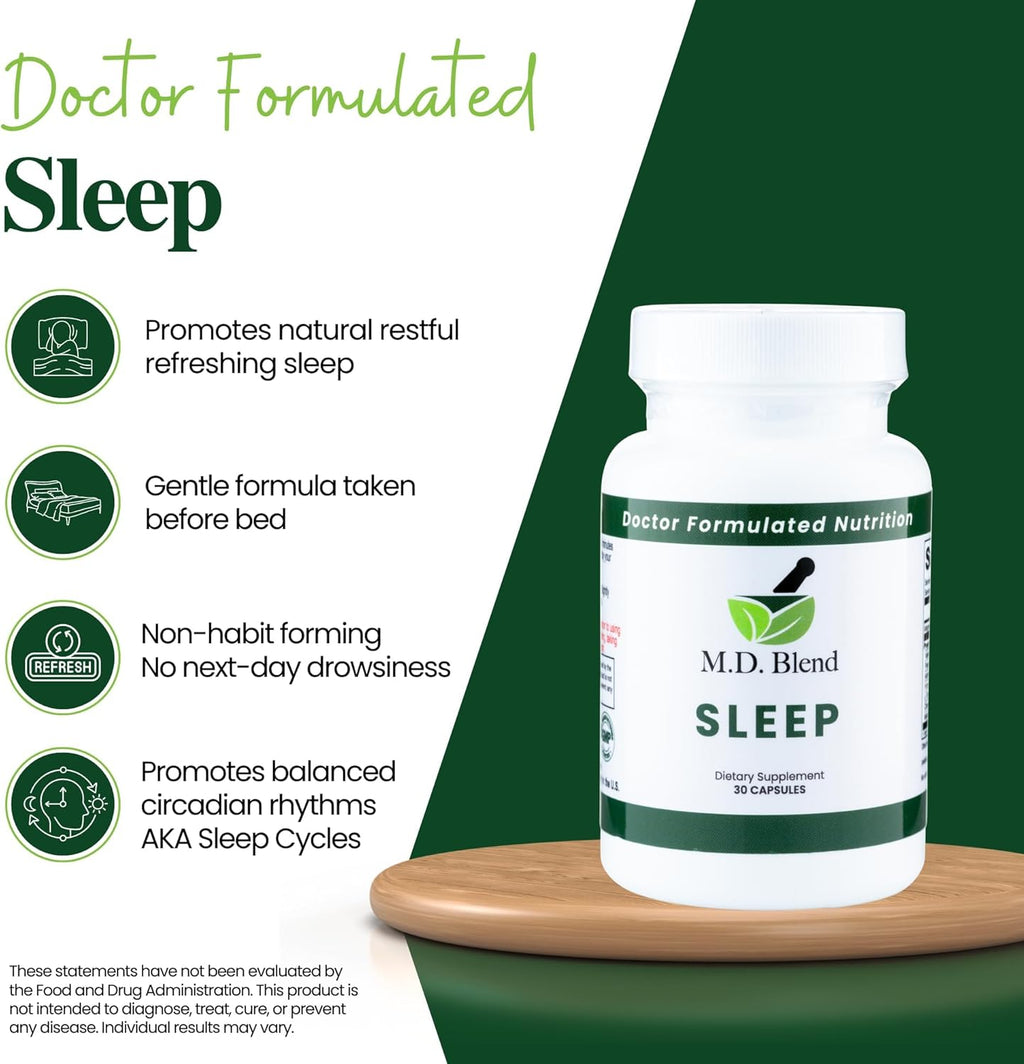 Sleep - Natural Supplement with L-Theanine, Ashwagandha, Magnesium, Valerian Root, Melatonin - Non-Habit Forming Formula for Deep Sleep & Rejuvenating Rest - 60 Capsules