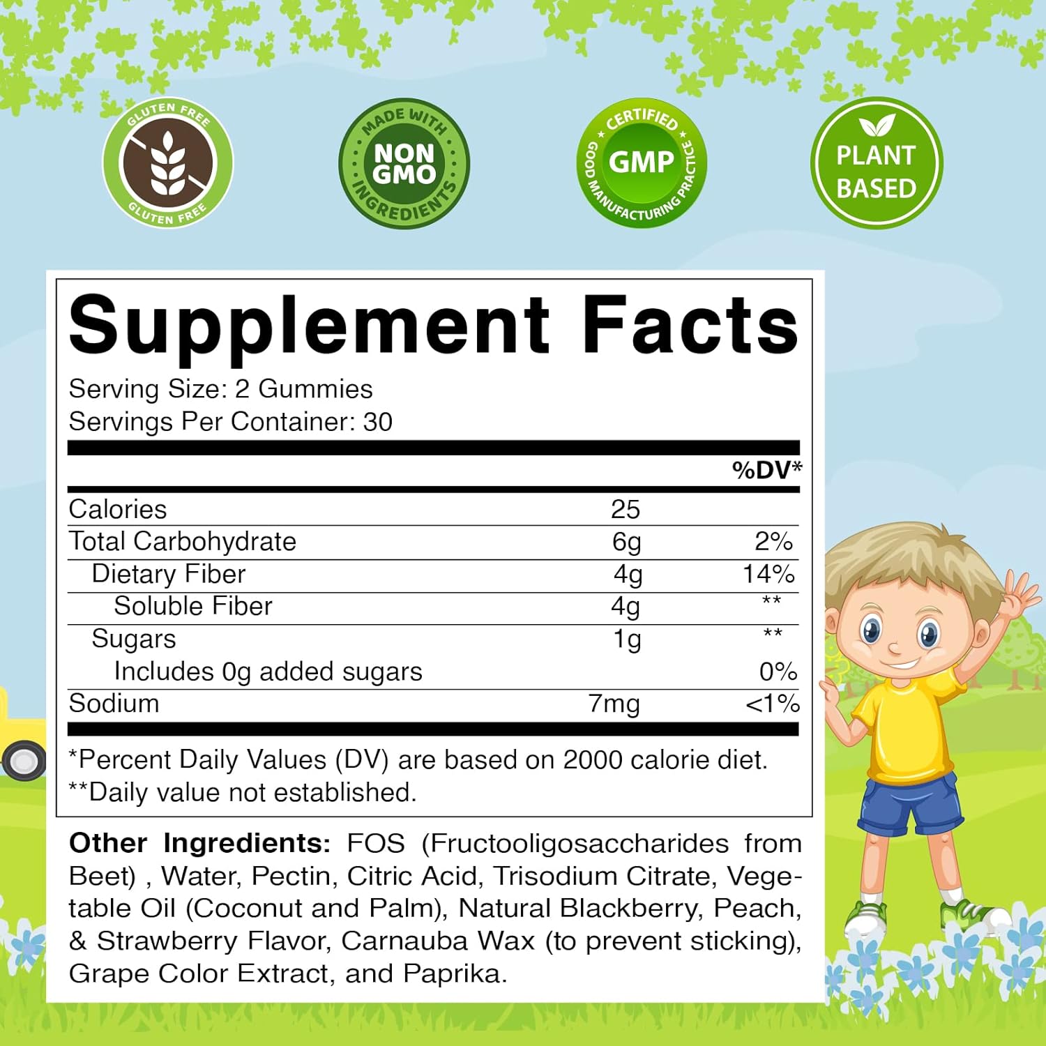 Vitamatic Kids Prebiotic Fiber Gummies – Extra Strength 4g Fiber – Zero Sugar Added – 60 Pectin-Based Gummies – Digestive Health & Regularity Support (Pack of 2)