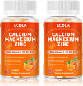 Calcium Magnesium Zinc Supplement with Vitamin C D3 B12 K2, 1000mg Calcium, 400mg Magnesium for Immune Energy Support, Bone Health and Muscle Function Softgels, 120 Count